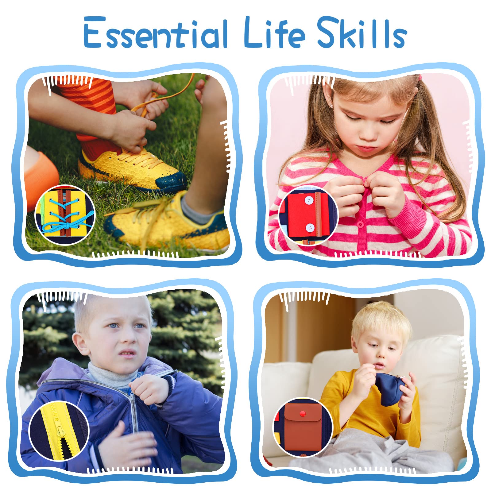 ABCDPP Montessori Busy Board - Sensory Toys for Toddlers, Fine Motor Skills Activity Board, Educational Learning Toys for Preschool Kids | Perfect for Travel, Home & Classroom Use
