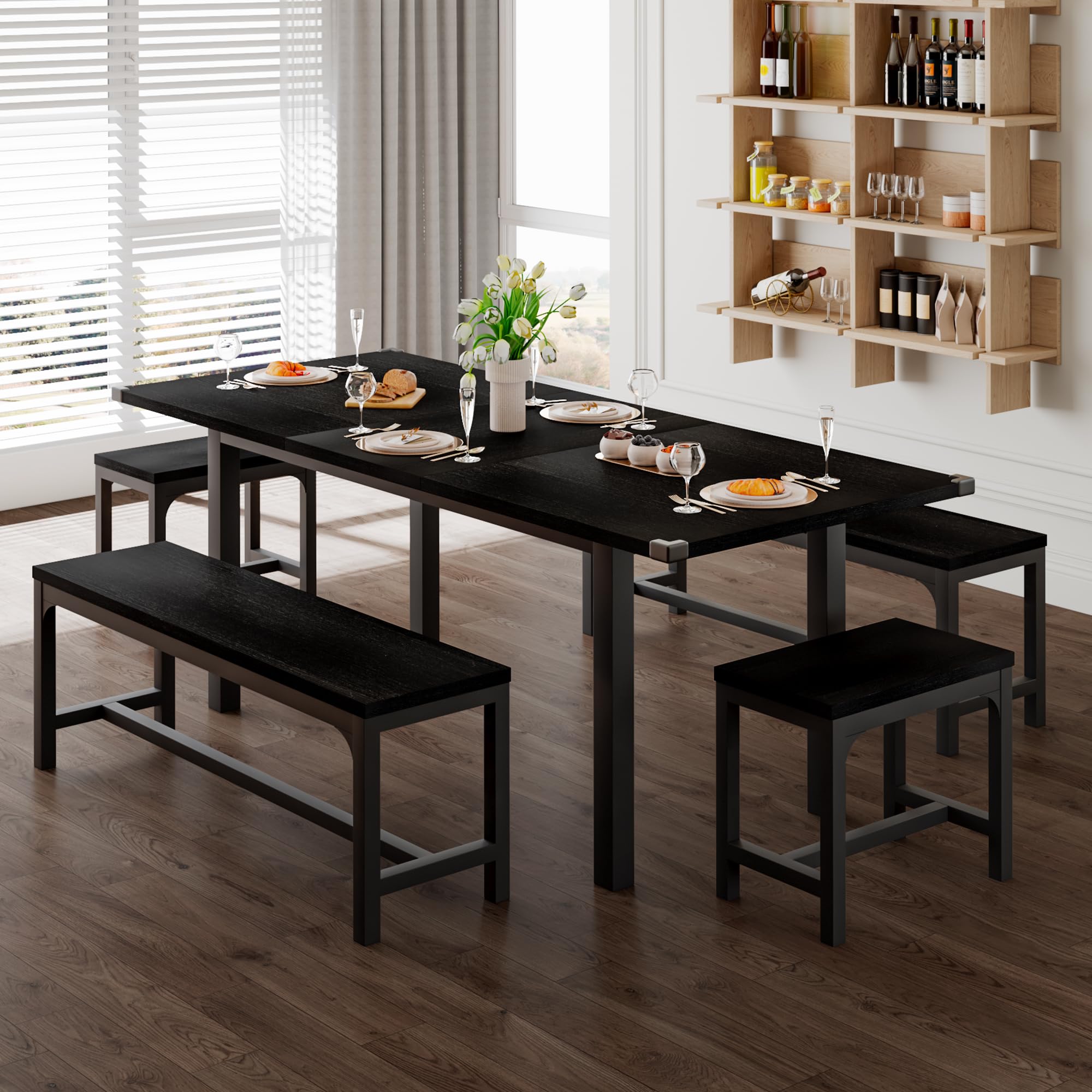 **Feonase 5-Piece Extendable Dining Table Set for 4-8 People, 63