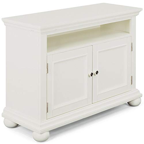BOWERY HILL Traditional Solid Wood TV Stand Entertainment Center in Crisp White - Perfect for Living Room, Bedroom & Home Theater Setup