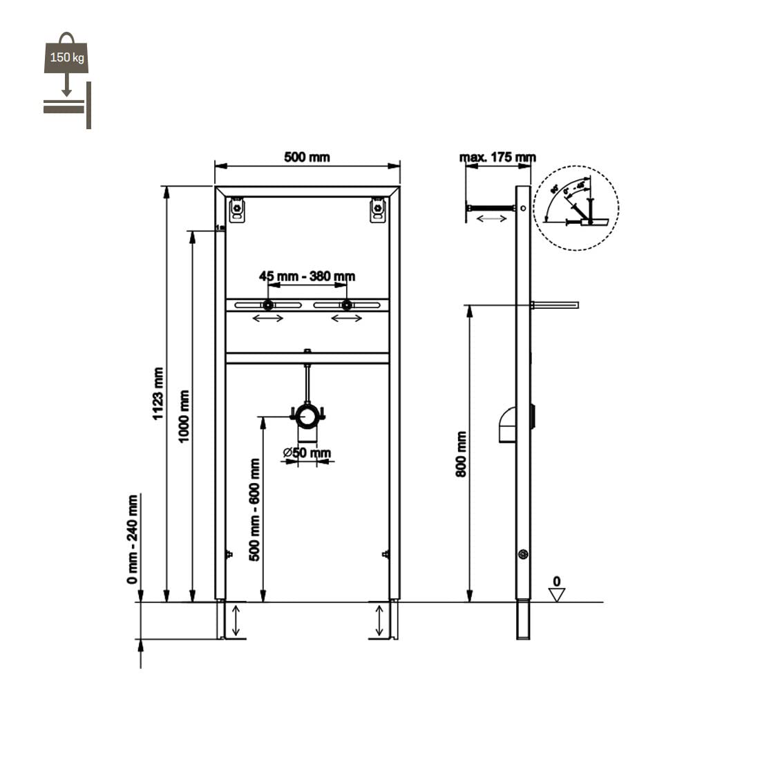 Belvit BV-VR3001 Wall-Mounted Bathroom Sink Panel - Modern Vanity Cabinet for Small Spaces, Perfect for Apartments, Powder Rooms & Guest Bathrooms