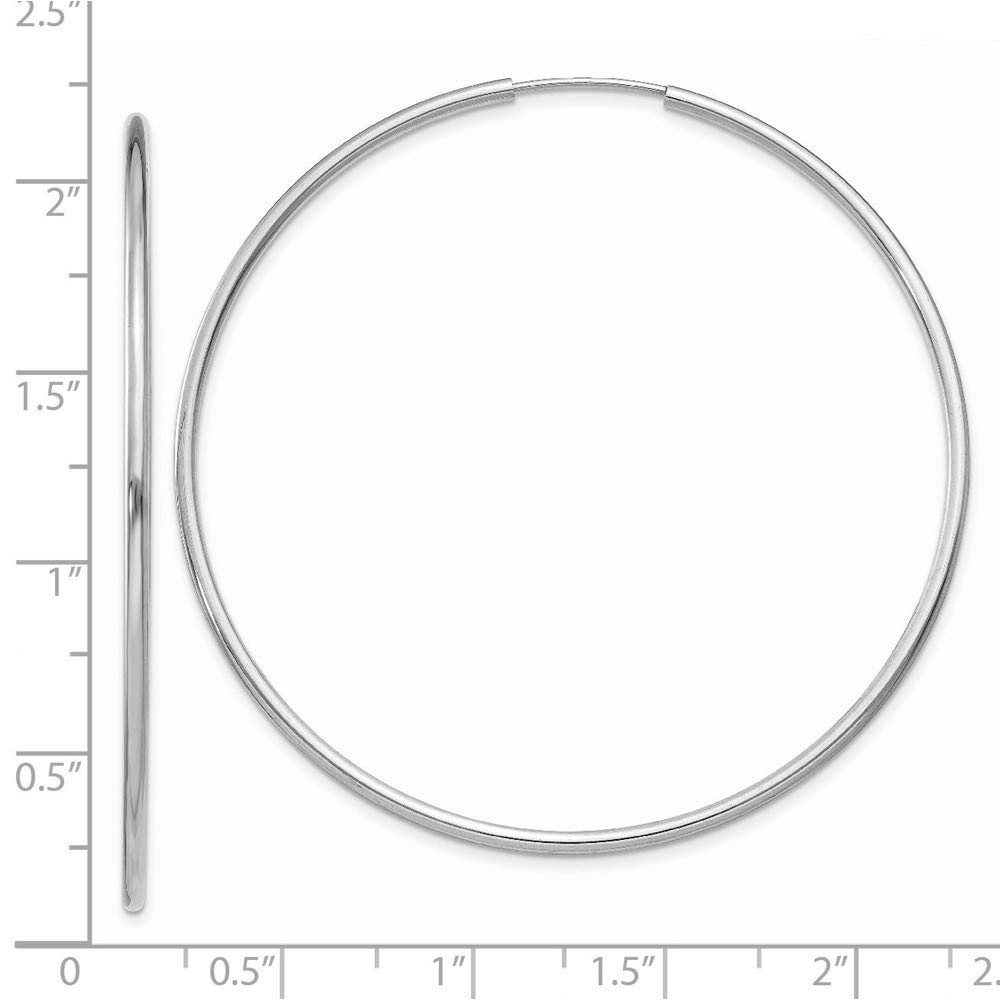 14K White Gold 1.5mm Polished Endless Hoop Earrings for Women - Dainty Minimalist Everyday Jewelry - Perfect for Work, Date Night & Special Occasions