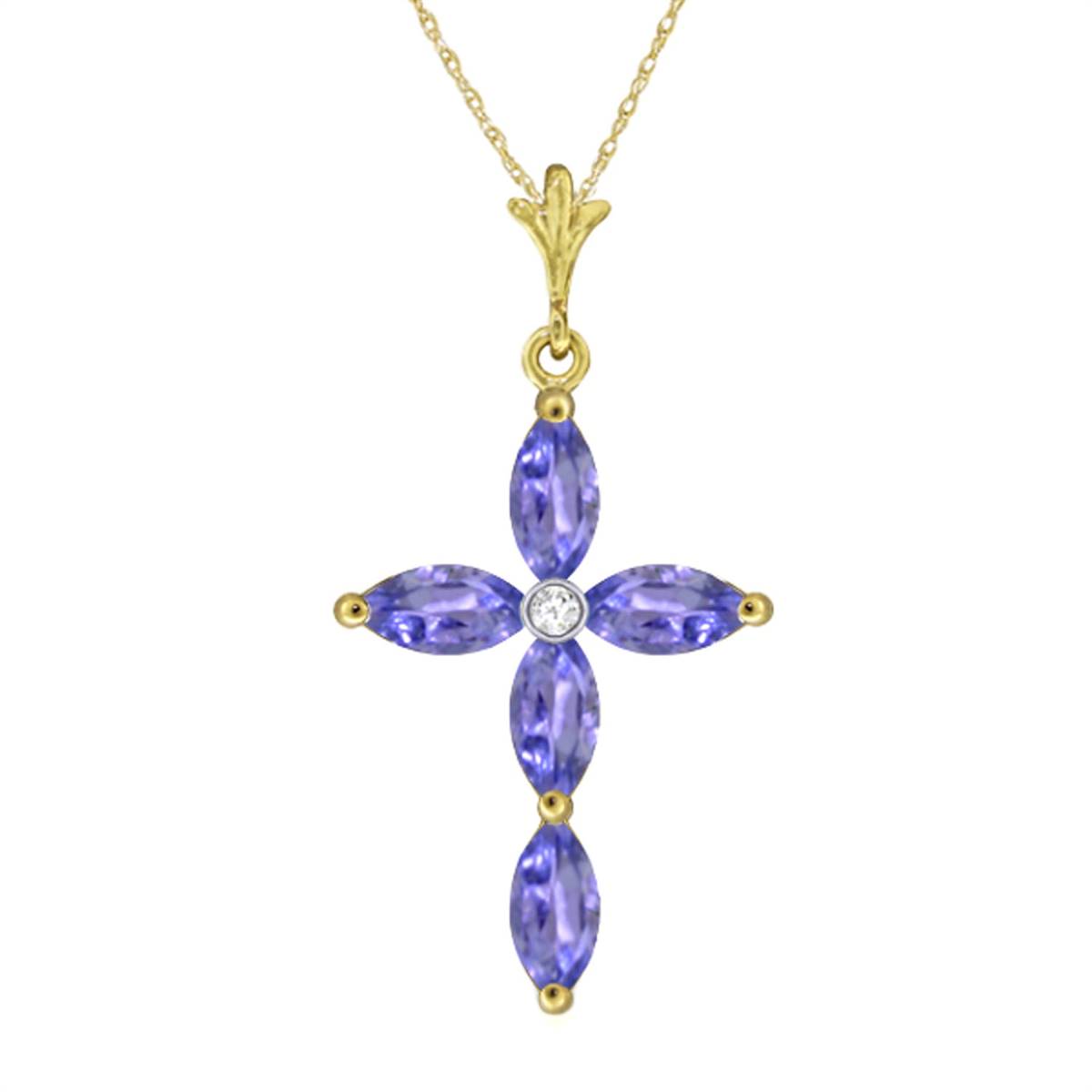 1.23 Carat 14K Solid Yellow Gold Necklace with Natural Diamond & Tanzanite - Elegant Jewelry for Women, Perfect for Weddings, Anniversaries and Special Occasions