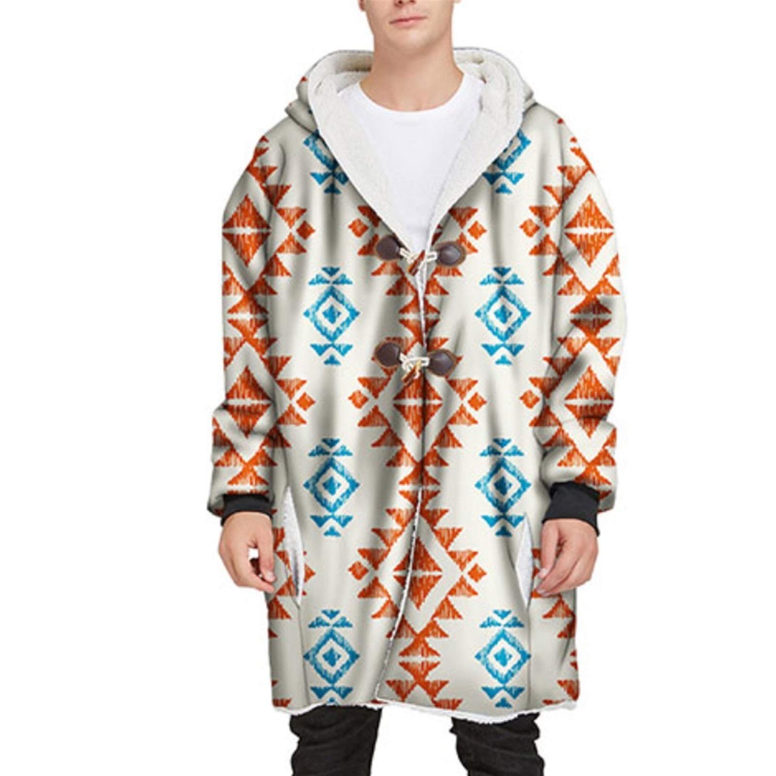 HTKLCZ Soft Plush Hooded Blanket with Pockets for Adults - Large Size, Warm Fleece Wearable Blanket for TV Watching, Lounging & Outdoor Activities (Color: B)