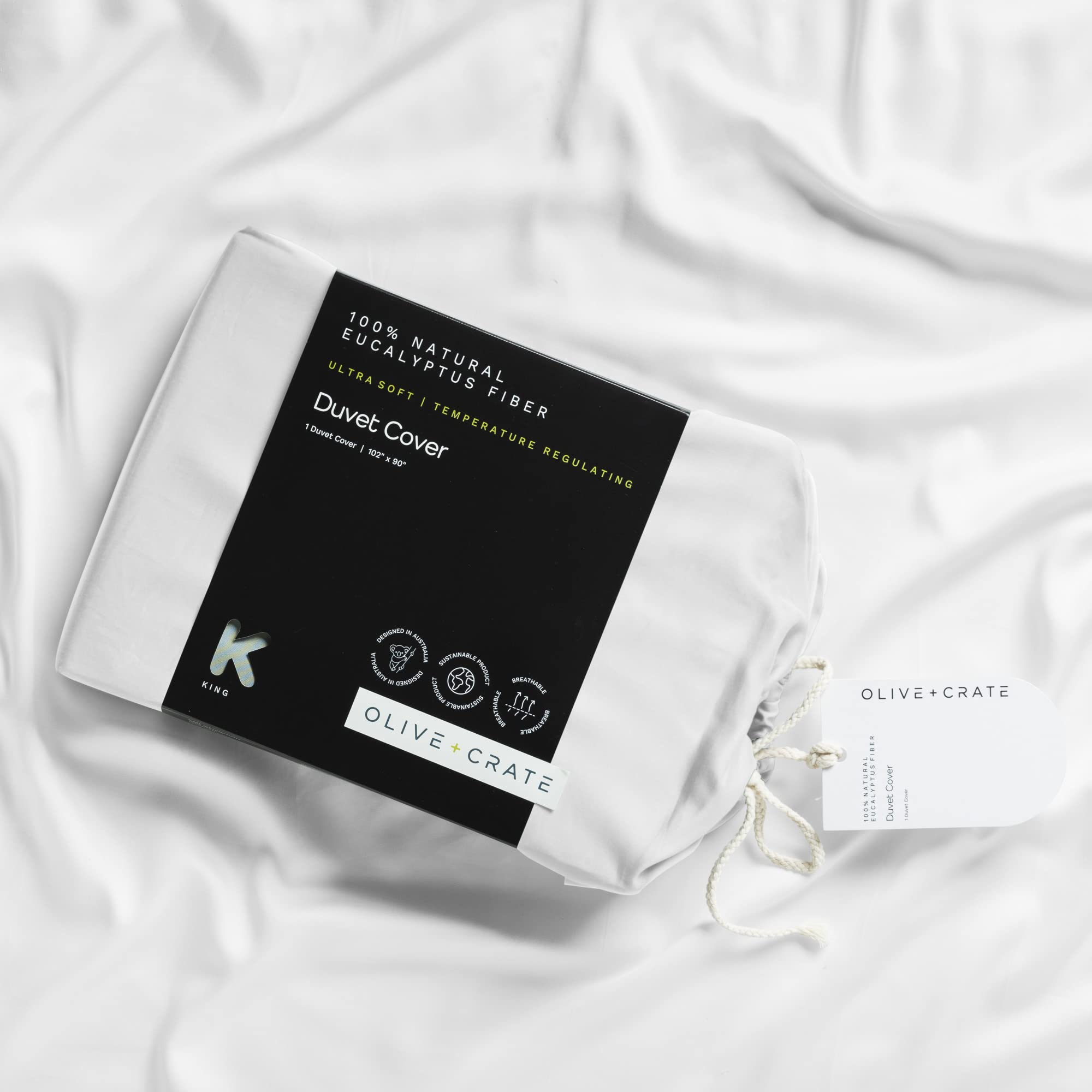 Olive + Crate Queen Size Eucalyptus Cooling Duvet Cover - 100% Tencel Lyocell Fiber from Austria, Silky Soft Modal Bedding - Breathable & Hypoallergenic (90