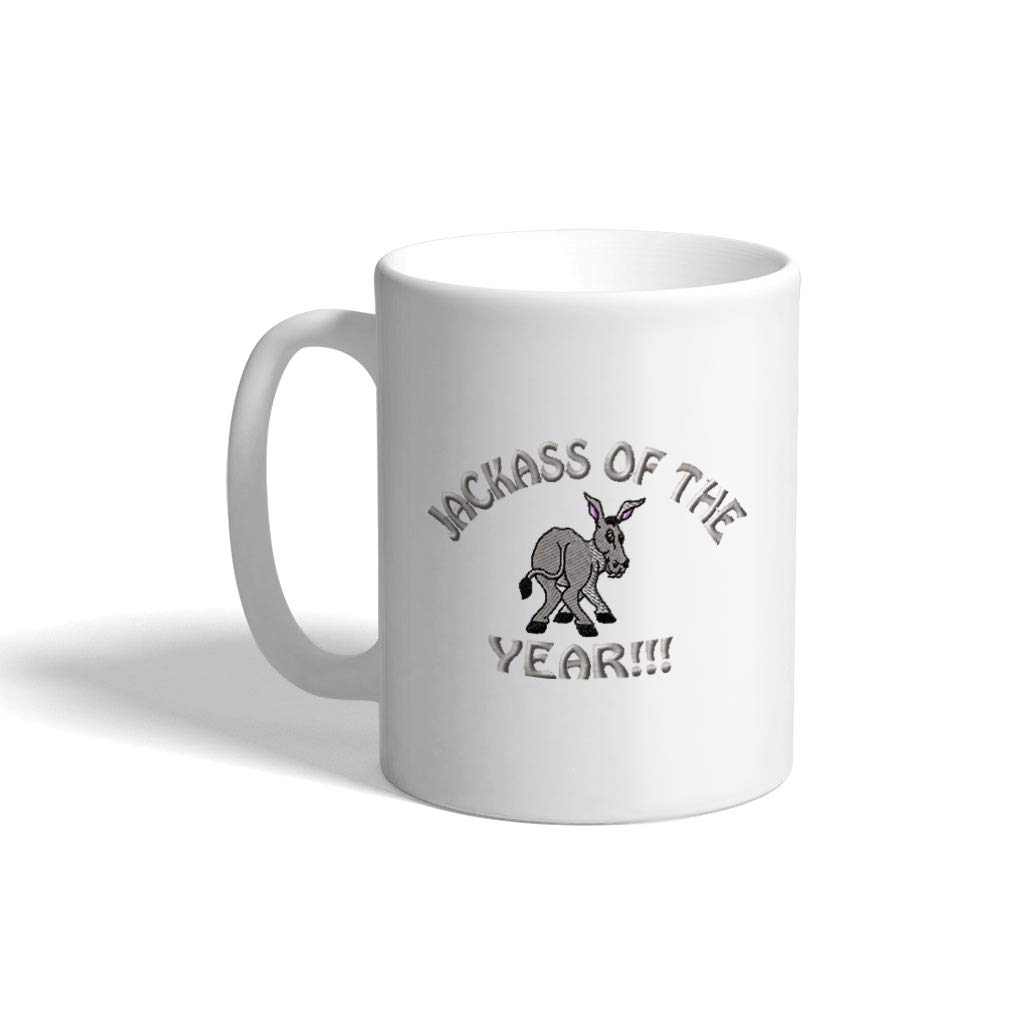 Funny Ceramic Coffee Mug - Jackass of The Year White Tea Cup 11oz | Perfect Gift for Office, Home & Coworkers | Dishwasher Safe