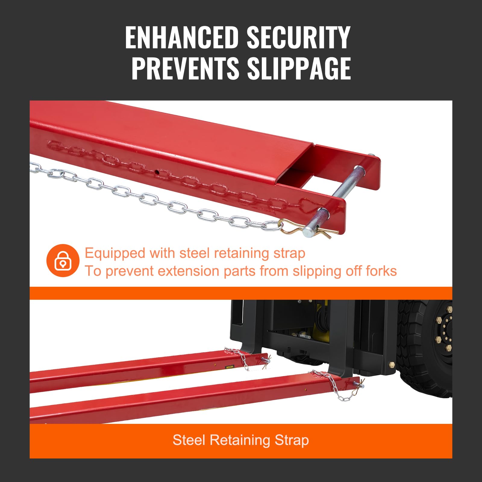 VEVOR 72 Inch Heavy Duty Forklift Extensions - 4.5 Inch Width Fork Extender with Pins for Forklift Trucks | Ideal for Warehouse, Construction & Industrial Material Handling