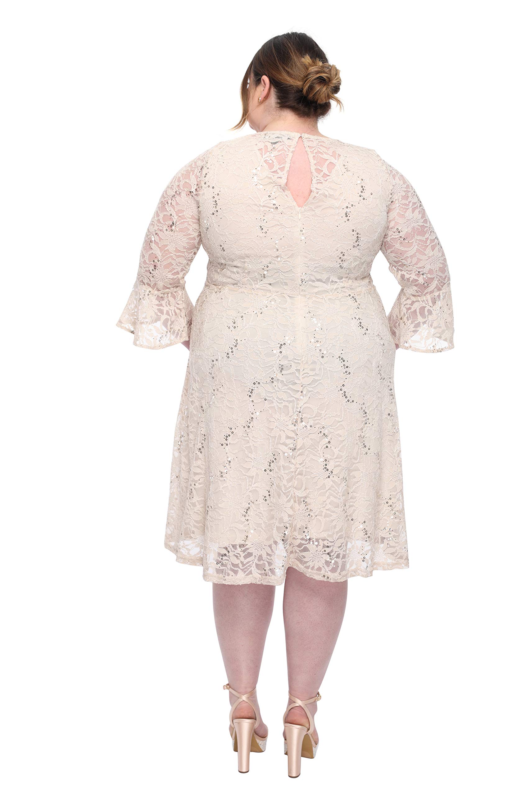 Elegant Plus Size Lace Cocktail Dress for Women - Crew Neck Wedding & Bridesmaid Party Dress | Perfect for Formal Events, Evening Parties & Special Occasions