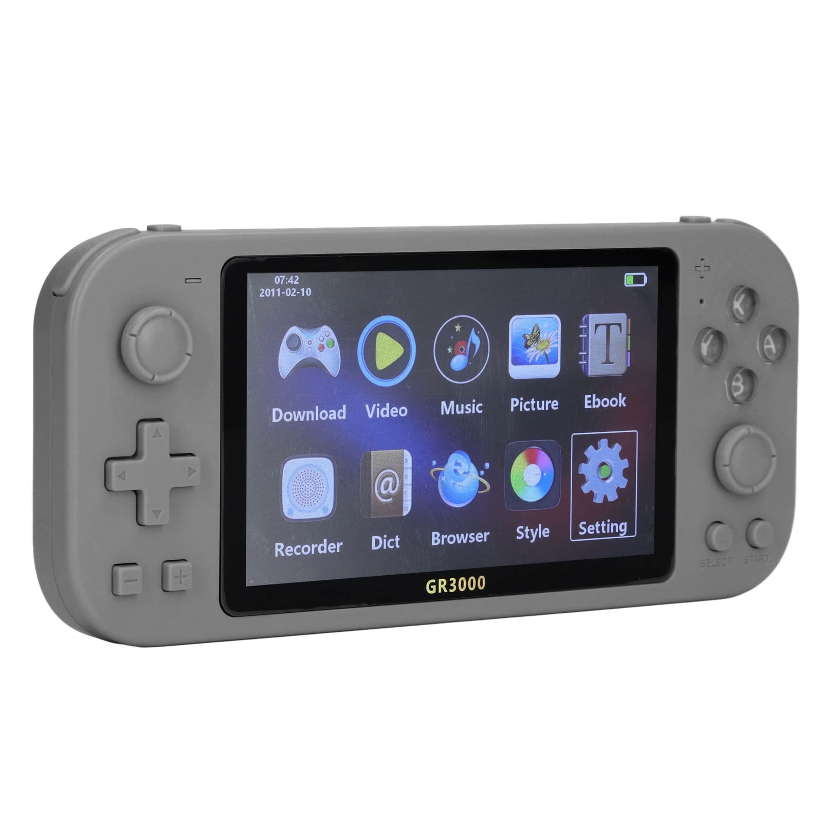 5.1 Inch Retro Handheld Game Console - Built-in 1000 Classic Games, Rechargeable Battery, Portable Gaming Device for Kids & Adults (Grey) - Perfect for Travel, Commuting & Family Entertainment
