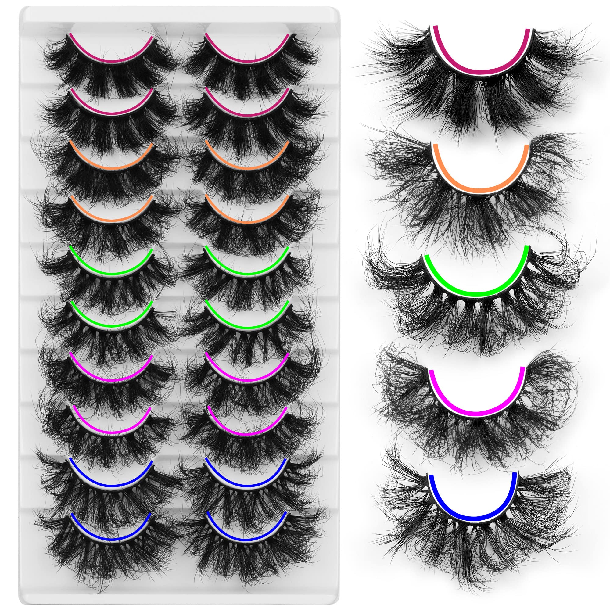 Premium 10-Pair Mink Lashes Set - D Curl, Fluffy, Full Volume False Eyelashes (5 Styles) for Dramatic Eye Makeup | Perfect for Weddings, Parties & Daily Glam