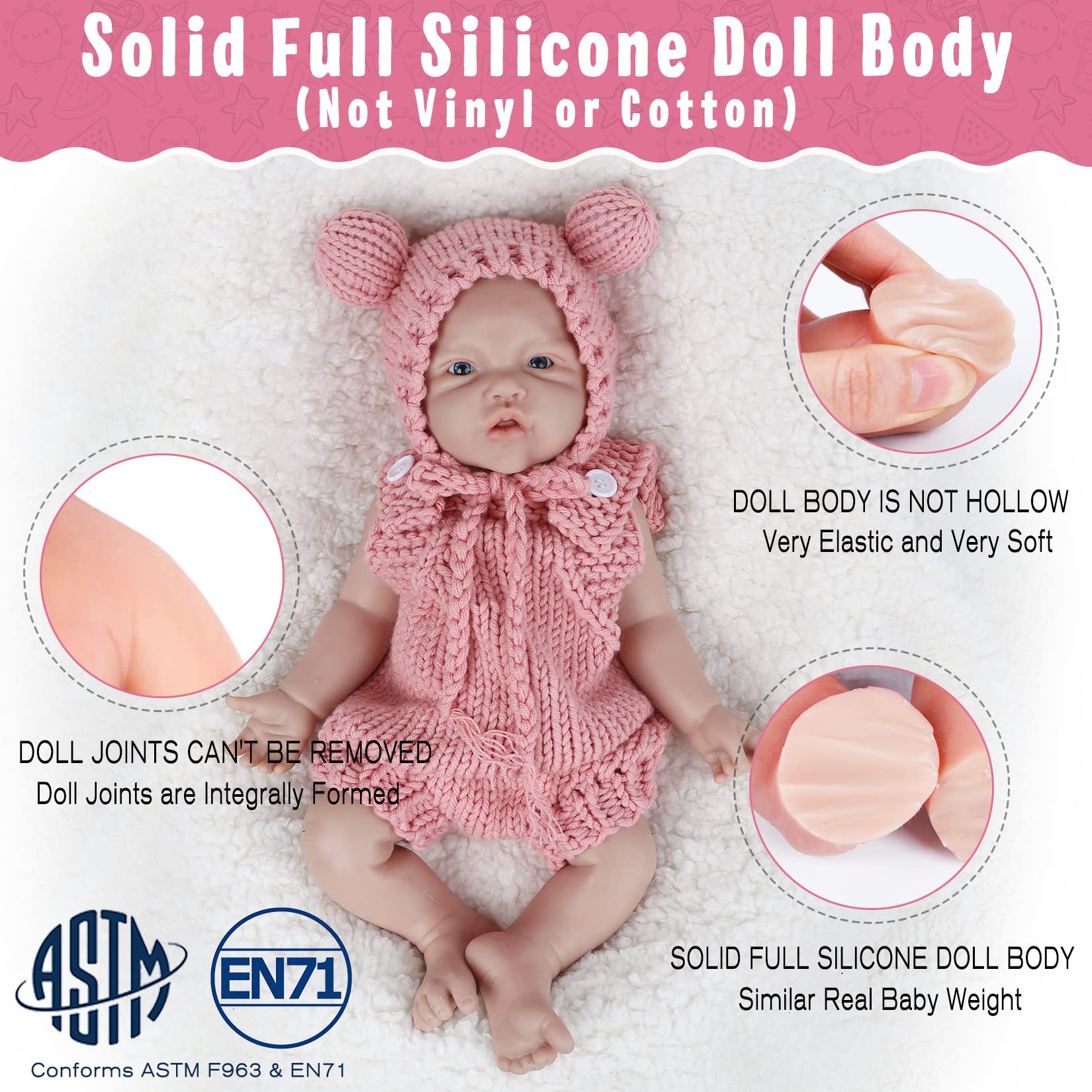 Vollence 17 Inch Realistic Full Silicone Reborn Baby Doll - Lifelike Girl Doll with Soft Body, Perfect for Collectors, Gift Giving & Therapy Use