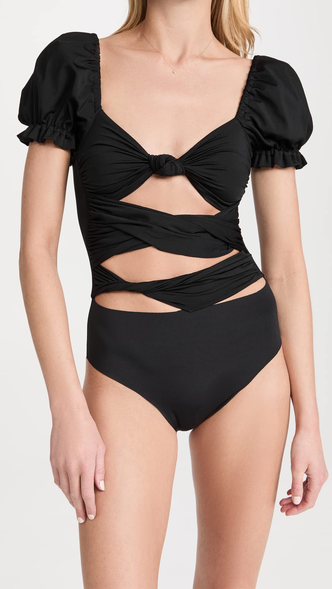AGUA BENDITA Women's Oria Dust One Piece Swimsuit - Black, Size L | Stylish Bathing Suit for Beach, Pool & Vacation | Flattering One-Piece Design for Women