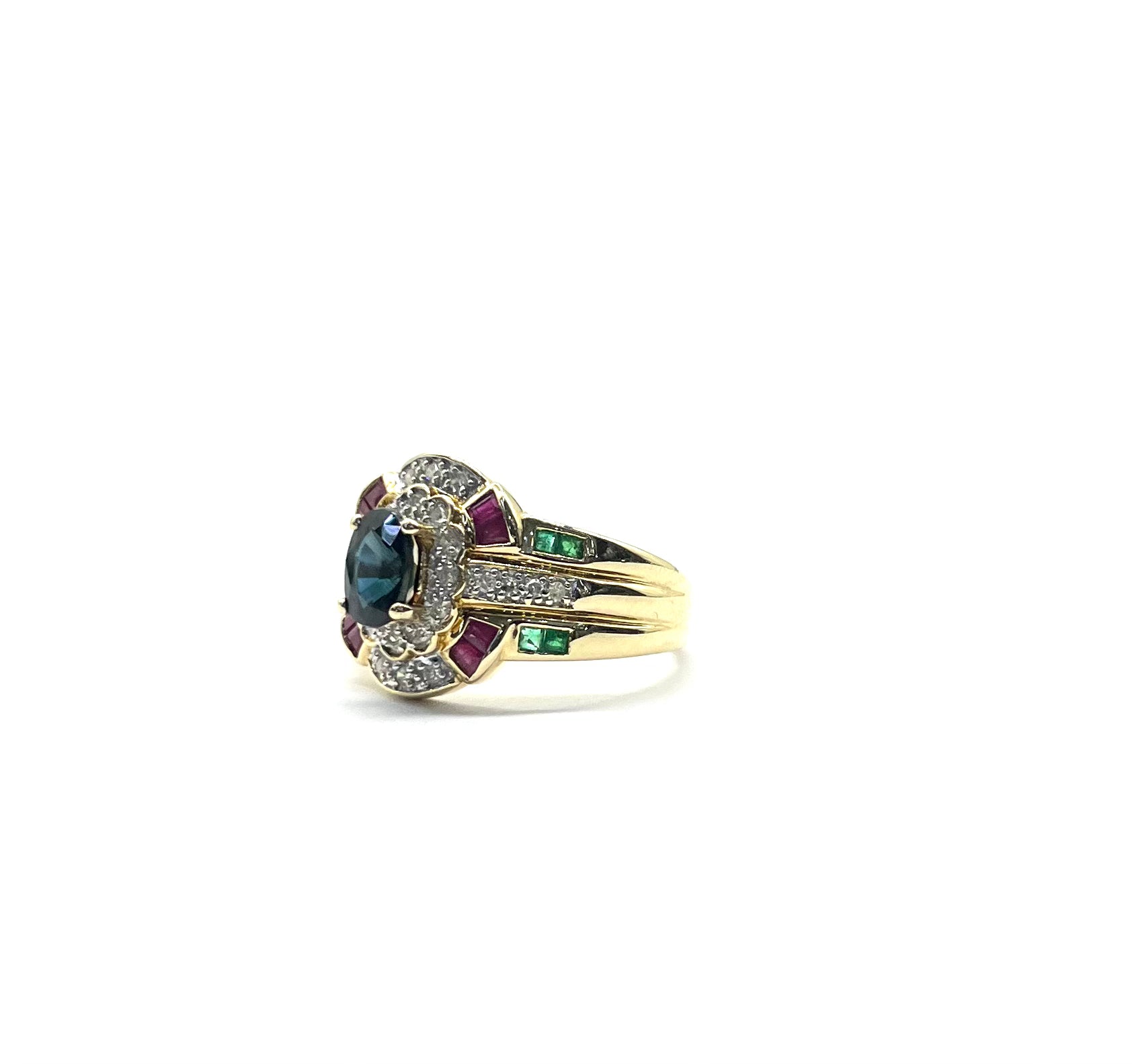 Exquisite Sapphire, Ruby, Emerald & Diamond Ring for Women | Elegant Jewelry Gift for Engagement, Wedding & Anniversary | Perfect for Special Occasions & Everyday Luxury