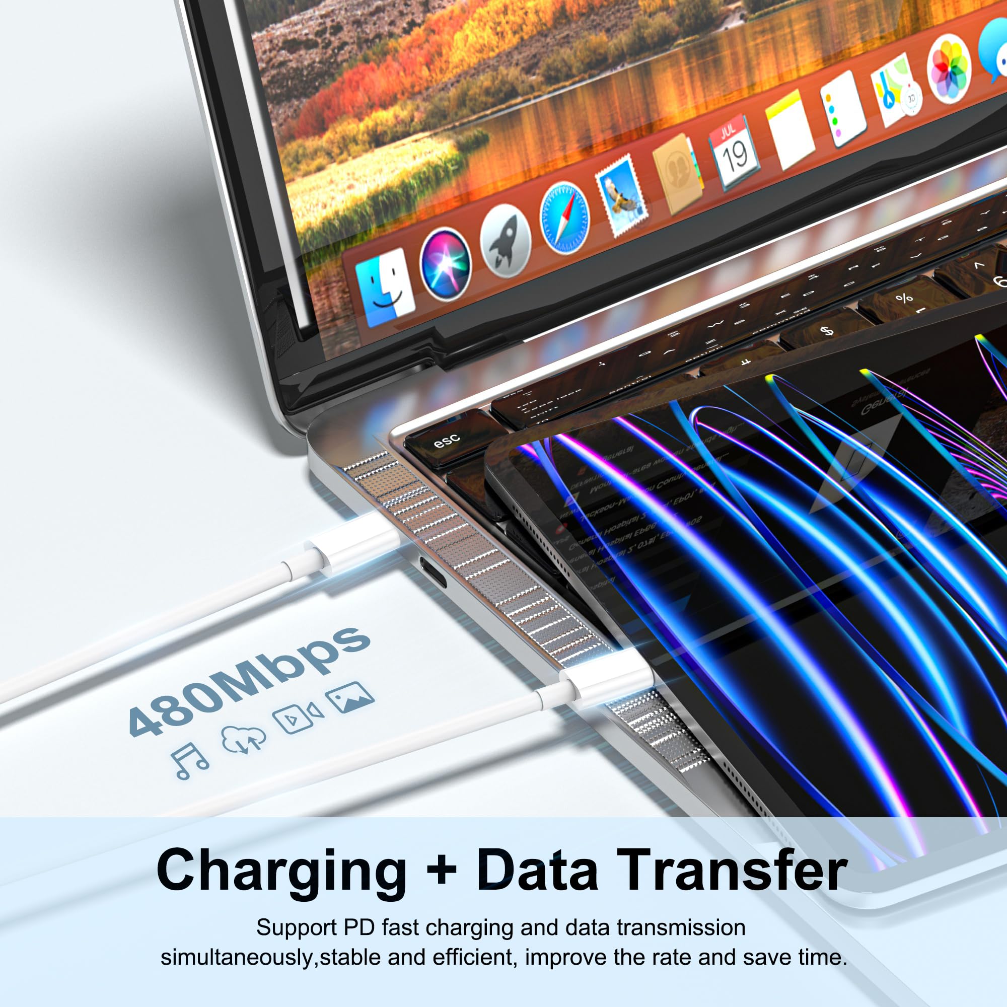 20W USB-C Fast Charger 3 Pack with 6ft Cable - Compatible with iPhone 16/16 Pro/16 Pro Max/16 Plus/15 Series, iPad Air, iPad Pro - Quick Charging for Home, Office & Travel