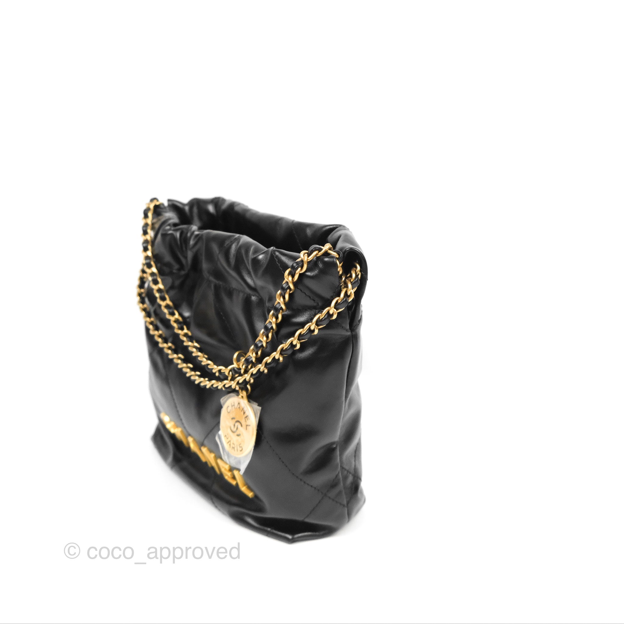 Chanel 22 Mini Bag Black Crumpled Calfskin Leather Crossbody Purse for Women | Luxury Designer Handbag for Date Night, Parties & Everyday Use