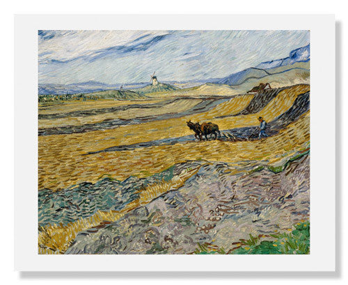 Vincent van Gogh Enclosed Field with Ploughman Painting - High Quality Art Reproduction for Home & Office Decor - Perfect for Living Room, Bedroom, or Gallery Wall Display