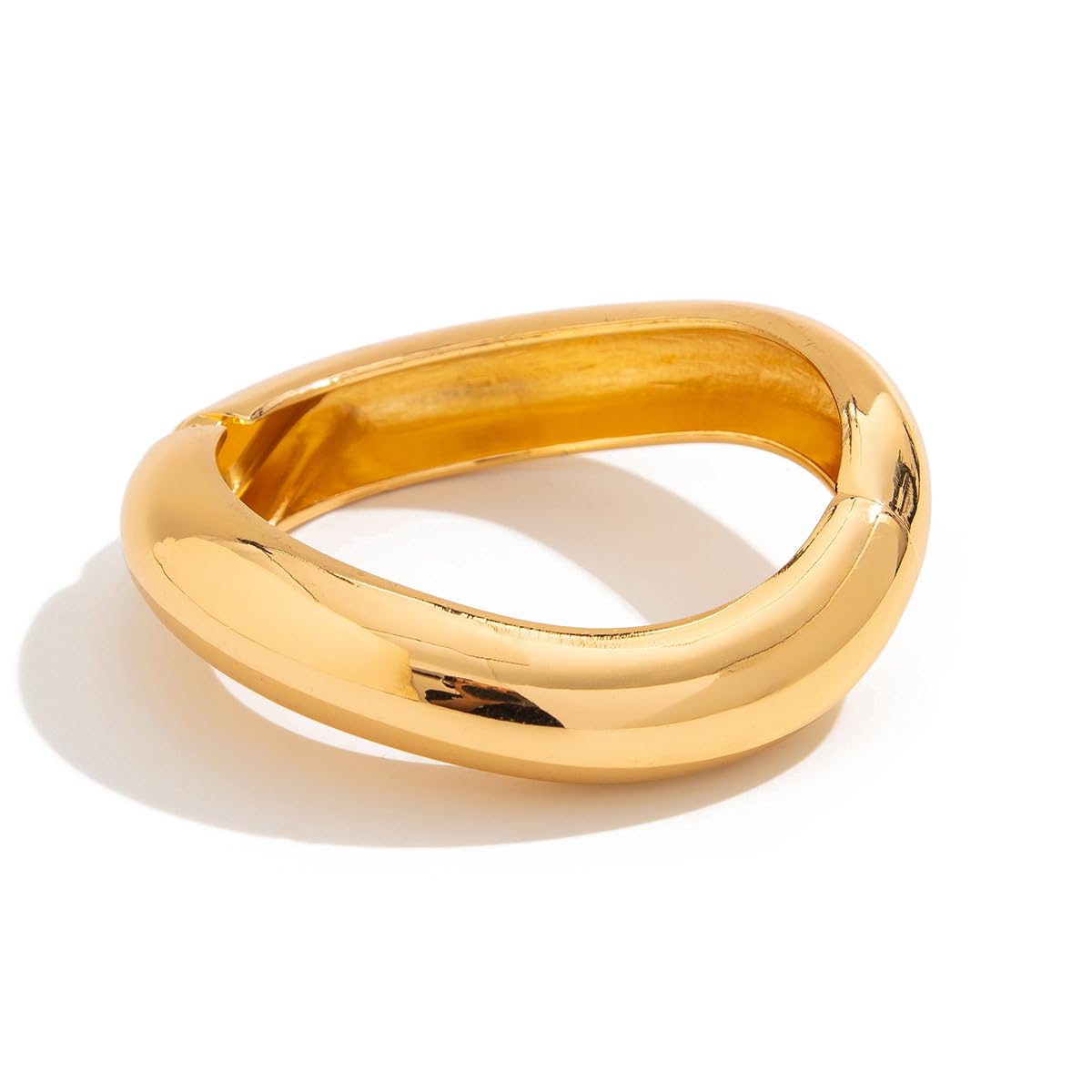 Trendy Gold & Silver Cuff Bangle Bracelets Set for Women - Chunky Minimalist Open Wide Hinged Arm Cuff Jewelry (2PC) - Perfect for Parties, Date Nights & Everyday Fashion Accessories