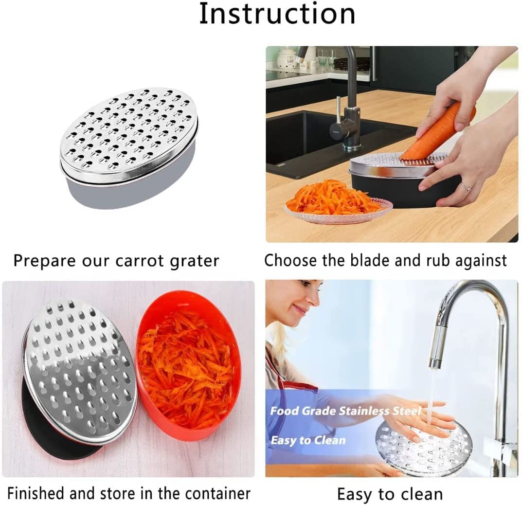 Premium Stainless Steel Cheese Grater & Vegetable Chopper Set with Container, Lid & Peeler - Multi-Purpose Kitchen Gadget for Shredding Cheese, Slicing Veggies - Perfect for Home Cooking, Meal Prep & Smart Kitchen Accessories (Black)