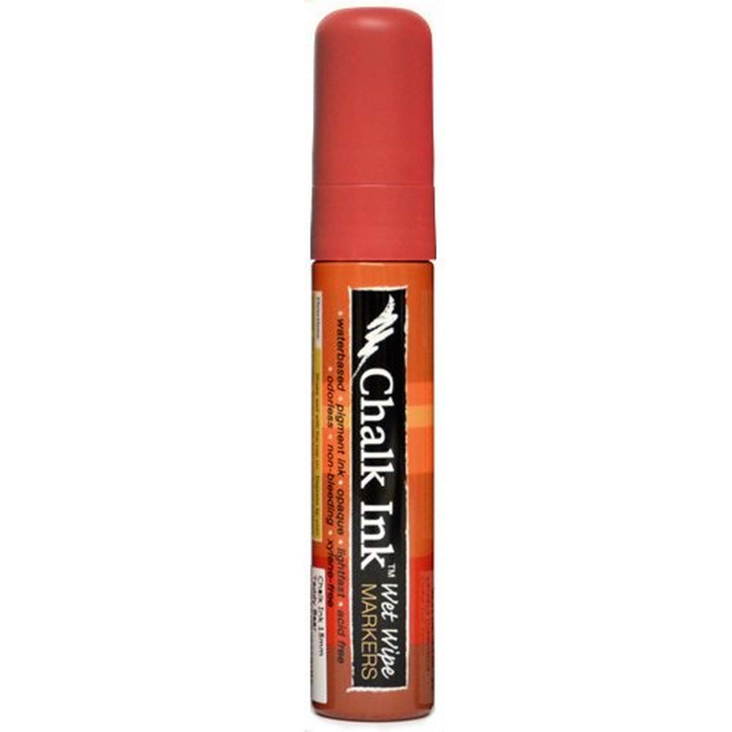 Chalk Ink Bold Wet Wipe Marker - 15mm Cayenne Pepper Red - Whiteboard, Glass & Non-Porous Surfaces - Ideal for Restaurants, Classrooms & Office Use