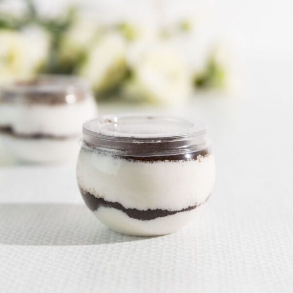 3 oz. Clear Plastic Mousse Cups with Lids - 6 Pack | Disposable Dessert Containers for Parfaits, Yogurt, Pudding & Party Catering