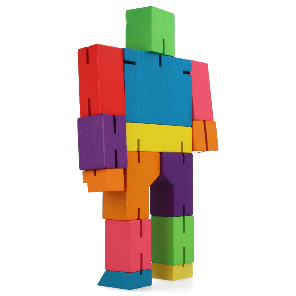 Cubebot Medium Multicolor Wooden Puzzle Toy - Fun Educational STEM Gift for Kids & Adults - Perfect for Home, Office, Classroom & Travel Play