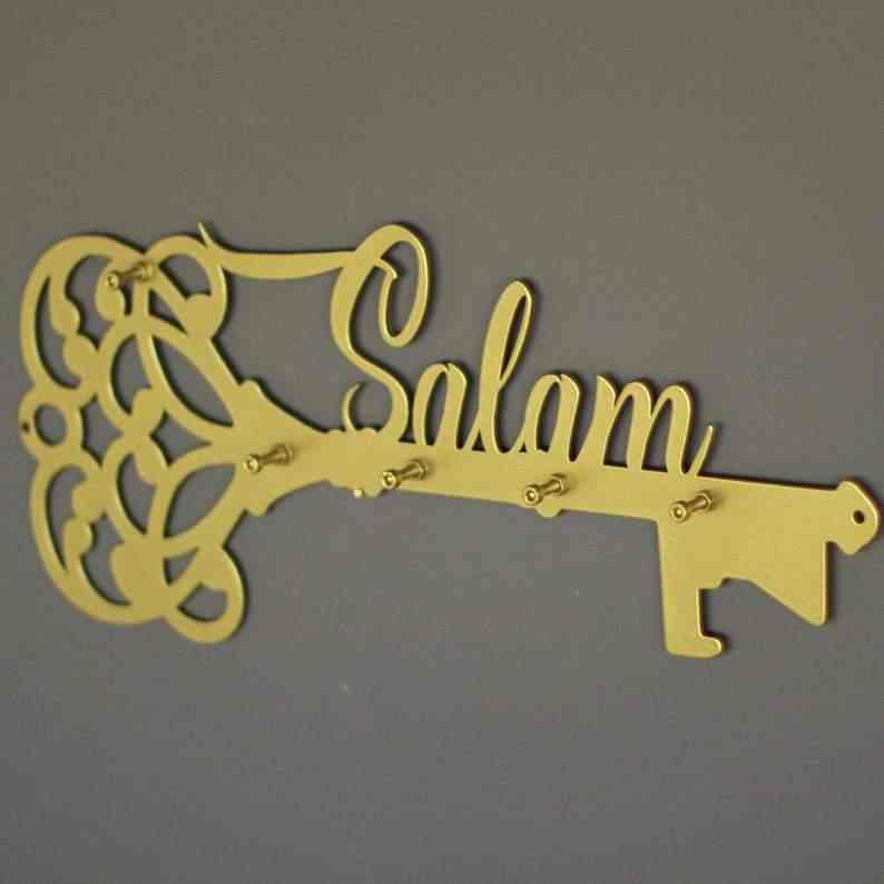 Islamic Wall Art Decor - Salam Key Holder with Latin Calligraphy - Perfect for Home, Mosque & Office Decoration