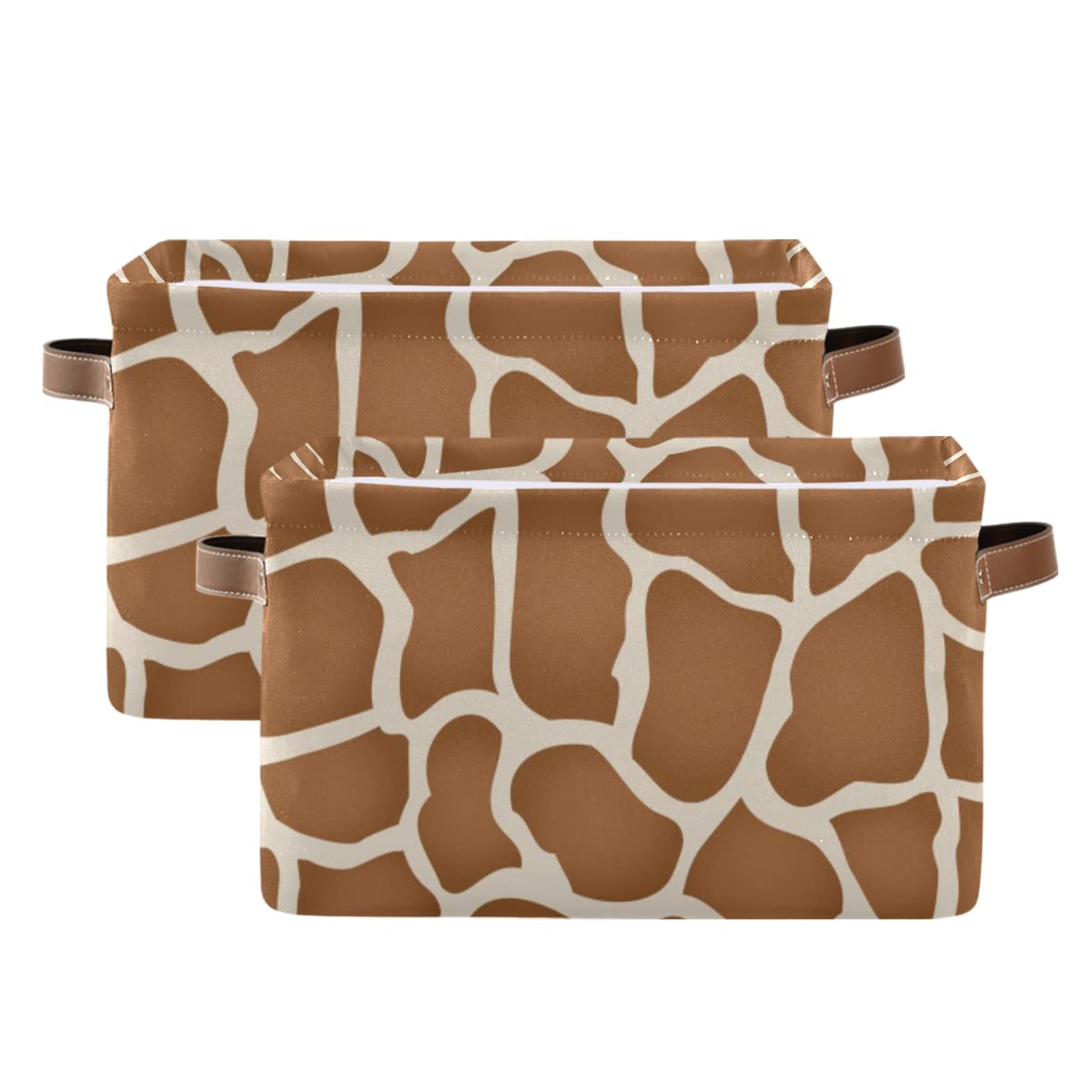 Collapsible Waterproof Canvas Storage Basket with Handles - Giraffe Print Rectangle Bin for Nursery Toys, Books & Home Organization | Perfect for Closet, Shelves, Bedroom & Living Room Storage Solutions
