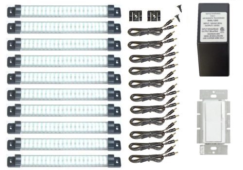 10-Pack Cool White LED Hardwire Kitchen Under Cabinet Lighting Kit with Dimmable Designer Panels - Perfect for Countertop Task Lighting and Modern Kitchen Decor