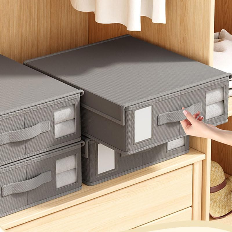 Flavenly Bed Sheet Organizer with Clear Window - Foldable Storage Solution for Sheet Sets, Fitted Sheets & Flat Sheets - Perfect for Closet, Linen Closet & Bedroom Organization
