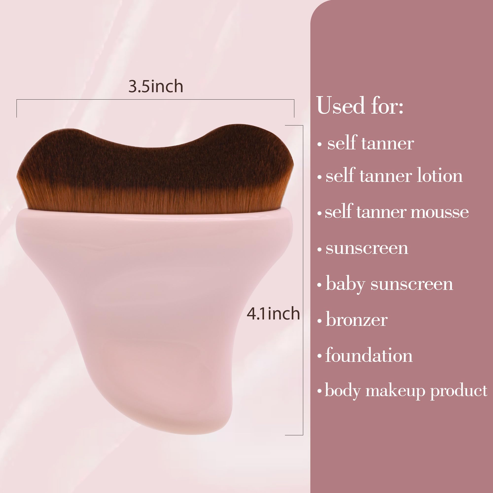 Best Self Tanner Brush - Kabuki Bronzer Brush for Face & Body - Makeup Brush for Self Tanning Mousse, Lotion & Sunscreen - Self Tanning Mitt Brush for Legs & Body - Perfect for Salon, Home Use & Travel (Pink)