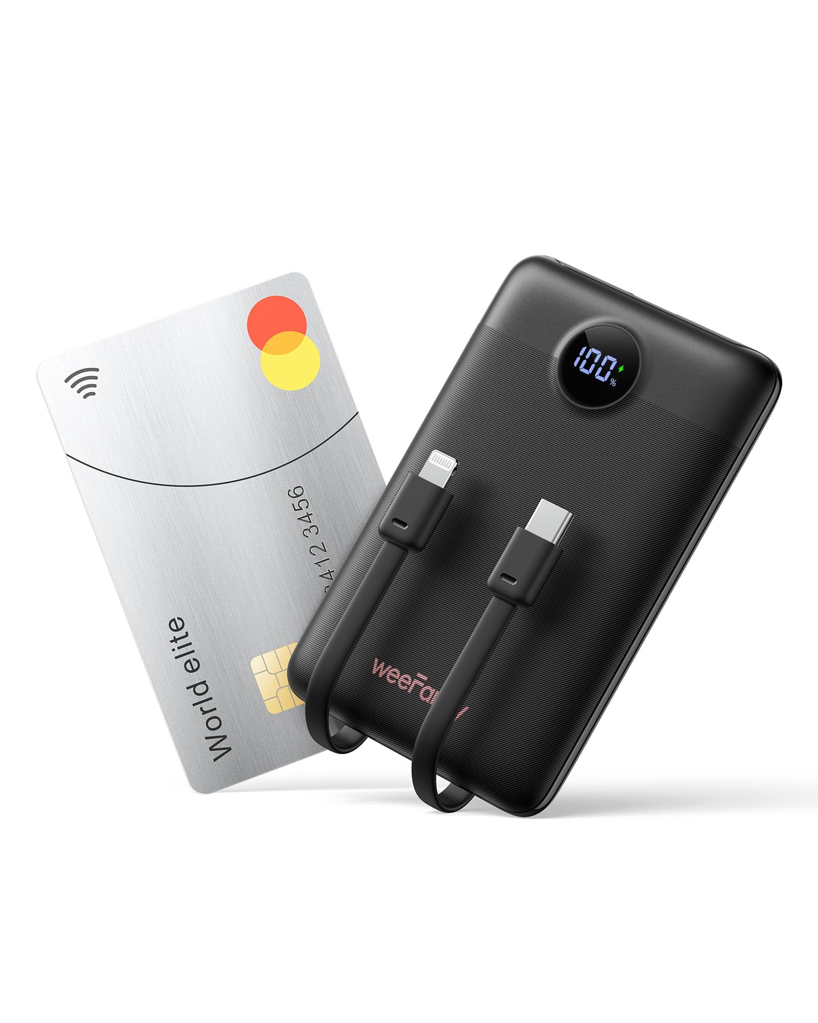 22.5W Fast Charging Mini Portable Power Bank 10000mAh - Slim Travel Battery Pack with Built-in USB-C & Lightning Cables - Compatible with iPhone 16/15/14, Samsung Galaxy S24/S23 & More - Perfect for Travel, Camping, and Emergency Charging