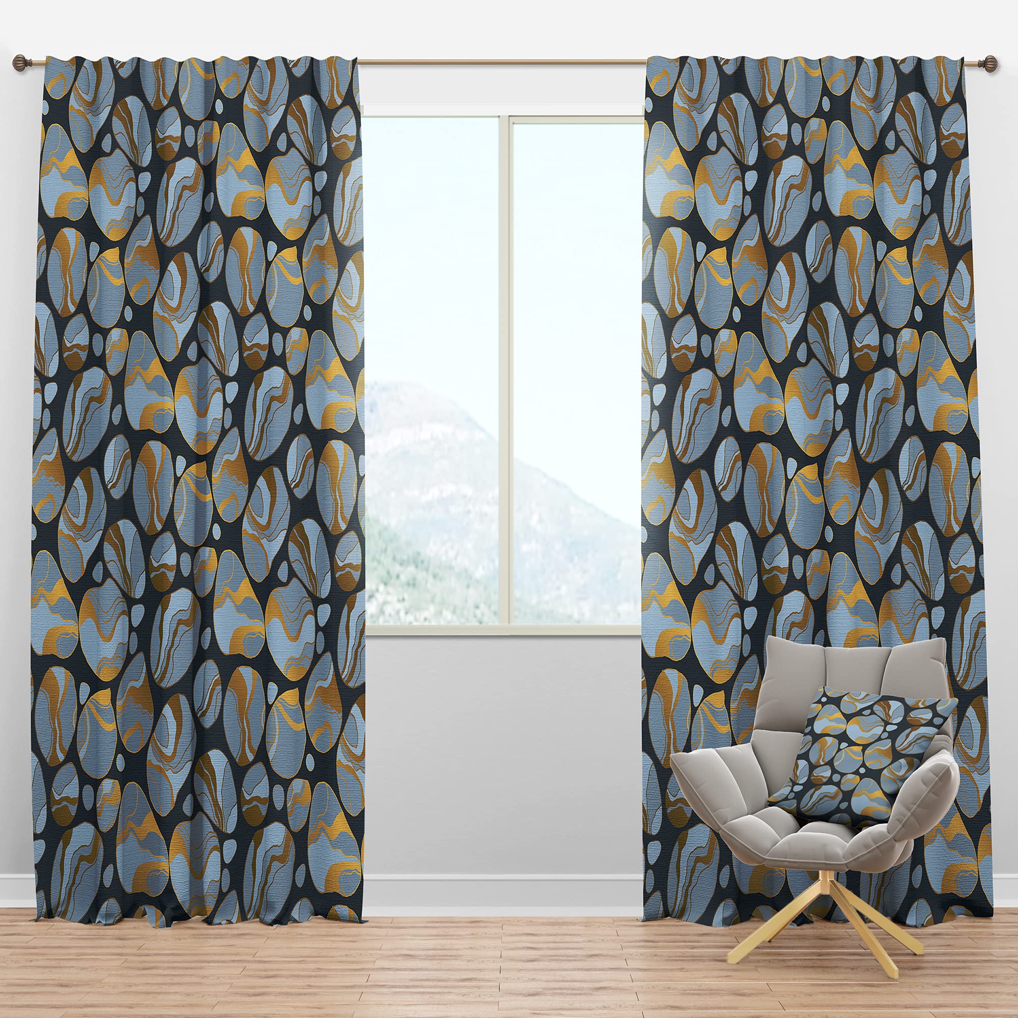 DesignQ Blackout Curtains 'Golden Marble Design IV' - Thermal Insulated Single Panel (52x108 inches) for Bedroom & Living Room - Noise Reducing & Energy Saving Window Drapes - Perfect for Home Theater, Nursery & Office Privacy