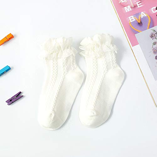 5 Pairs Baby Girls Ruffle Socks - Toddler Frilly Lace Cotton Dress Socks for Girls 0-24 Months | Perfect for Special Occasions, Photo Shoots & Everyday Wear