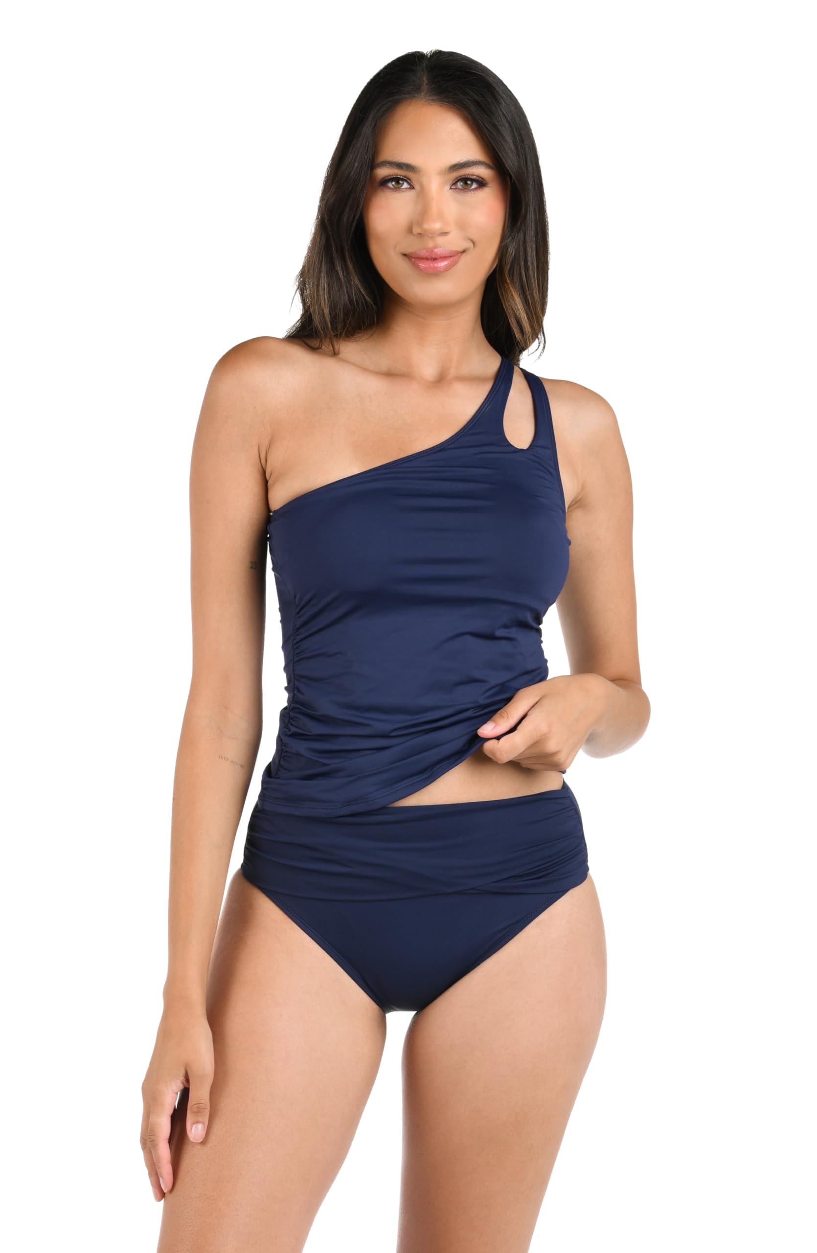 Island Goddess One Shoulder Keyhole Tankini Swimsuit Top - Sexy Swimwear for Women, Beach Vacation & Pool Party Outfit