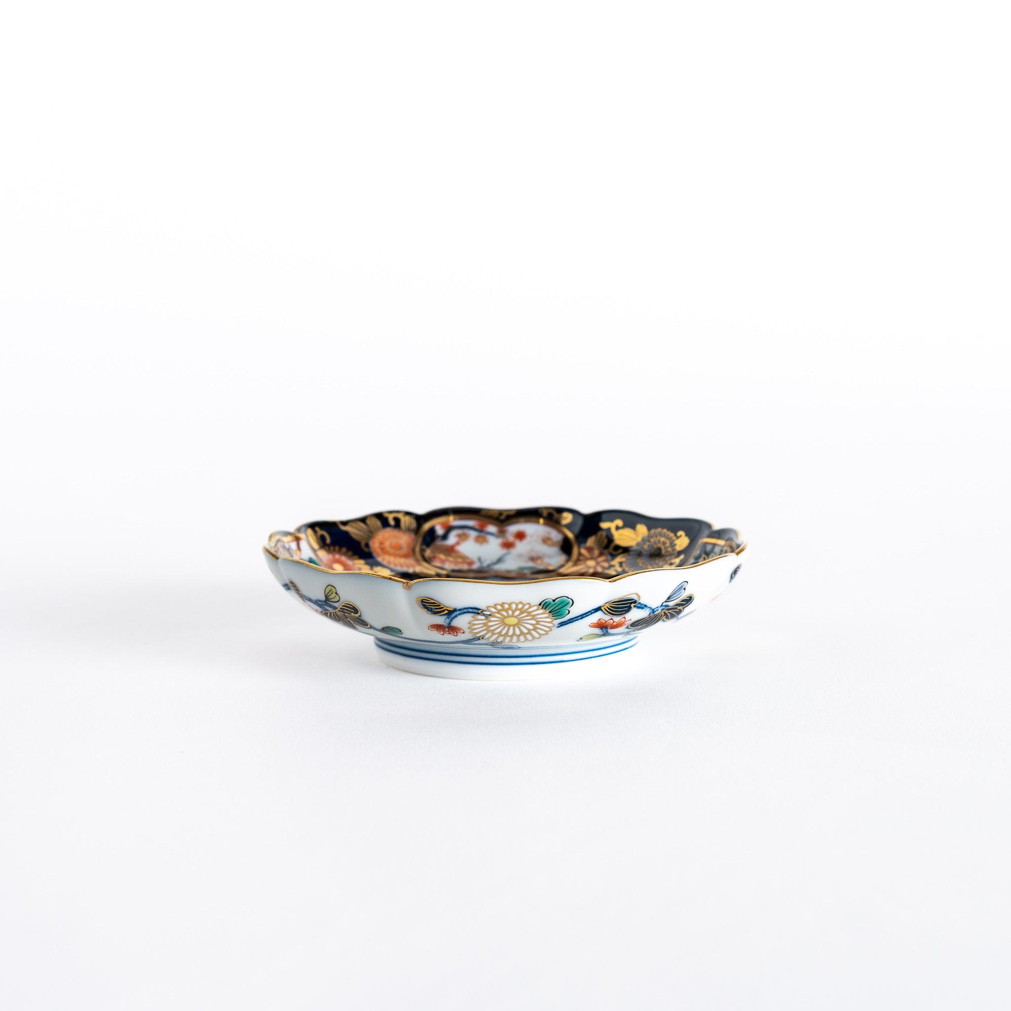 Imperial Blossom Sauce Dish - Elegant Ceramic Condiment Bowl for Soy Sauce, Dipping, and Sushi - Perfect for Asian Cuisine, Restaurants, and Home Dining