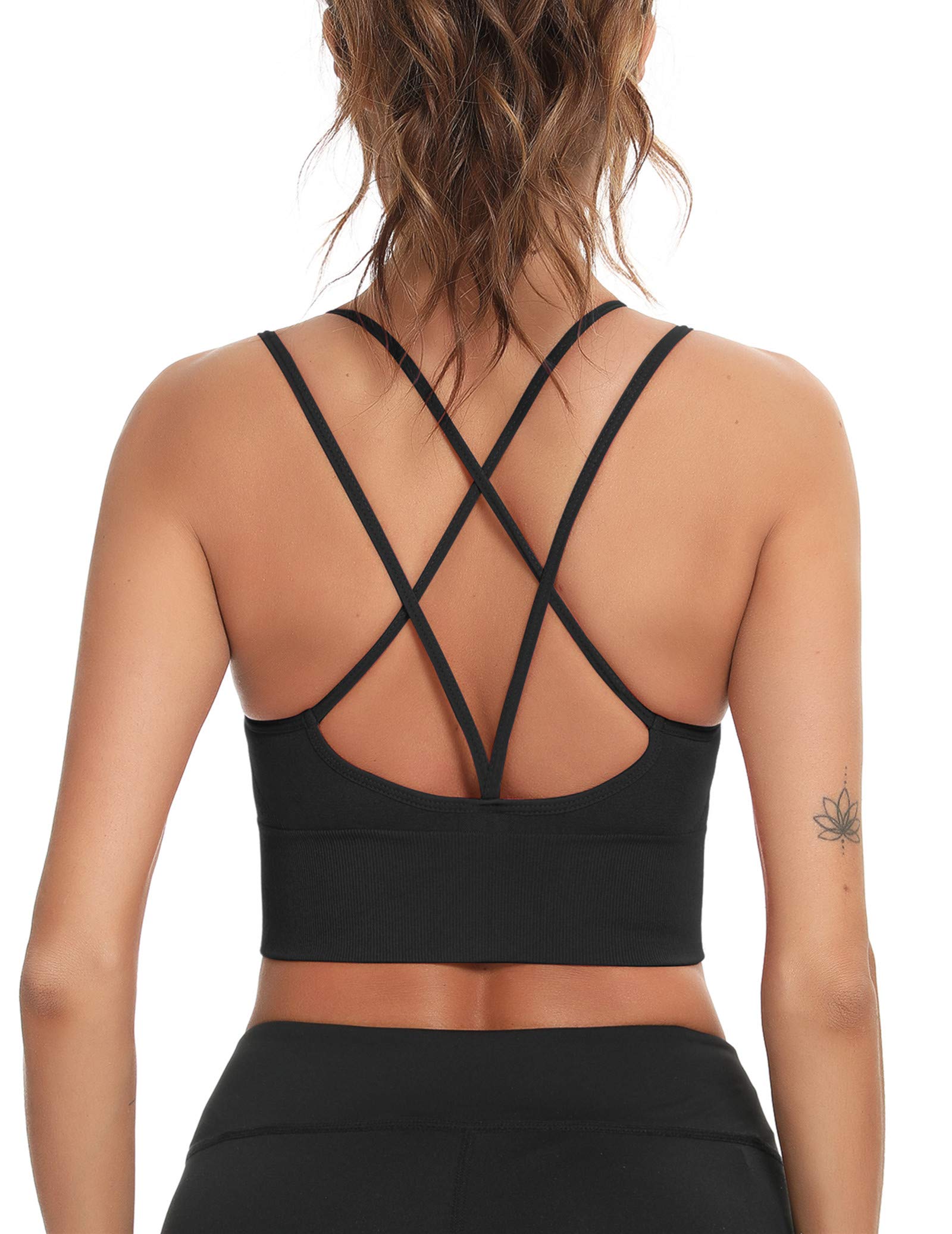 Enjoyoself Women's Strappy Sports Bra - High Support Yoga Running Gym Workout Tank Top for Fitness & Active Lifestyle - Perfect for Yoga, Running, Gym & Daily Wear