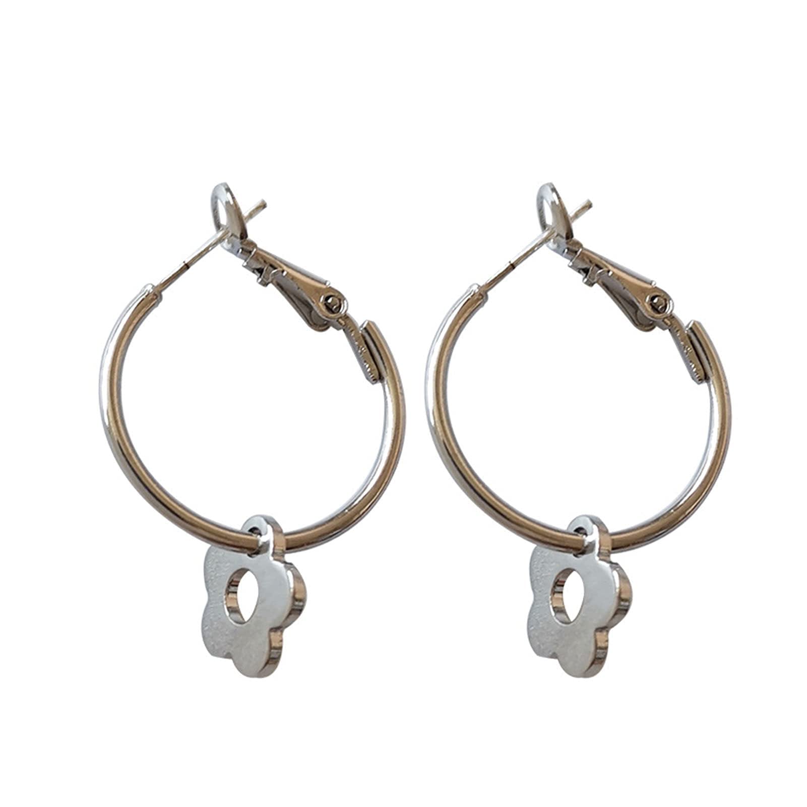 Romantic Round Flower Hoop Earrings for Women - 1 Pair Alloy Metal Holiday Jewelry - Perfect for Parties, Weddings & Special Occasions