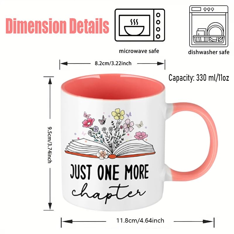 Just One More Chapter Mug - Perfect Book Lover Gift for Women, Librarian Coffee Cup | Ideal for Reading, Book Club Meetings & Cozy Reading Nook