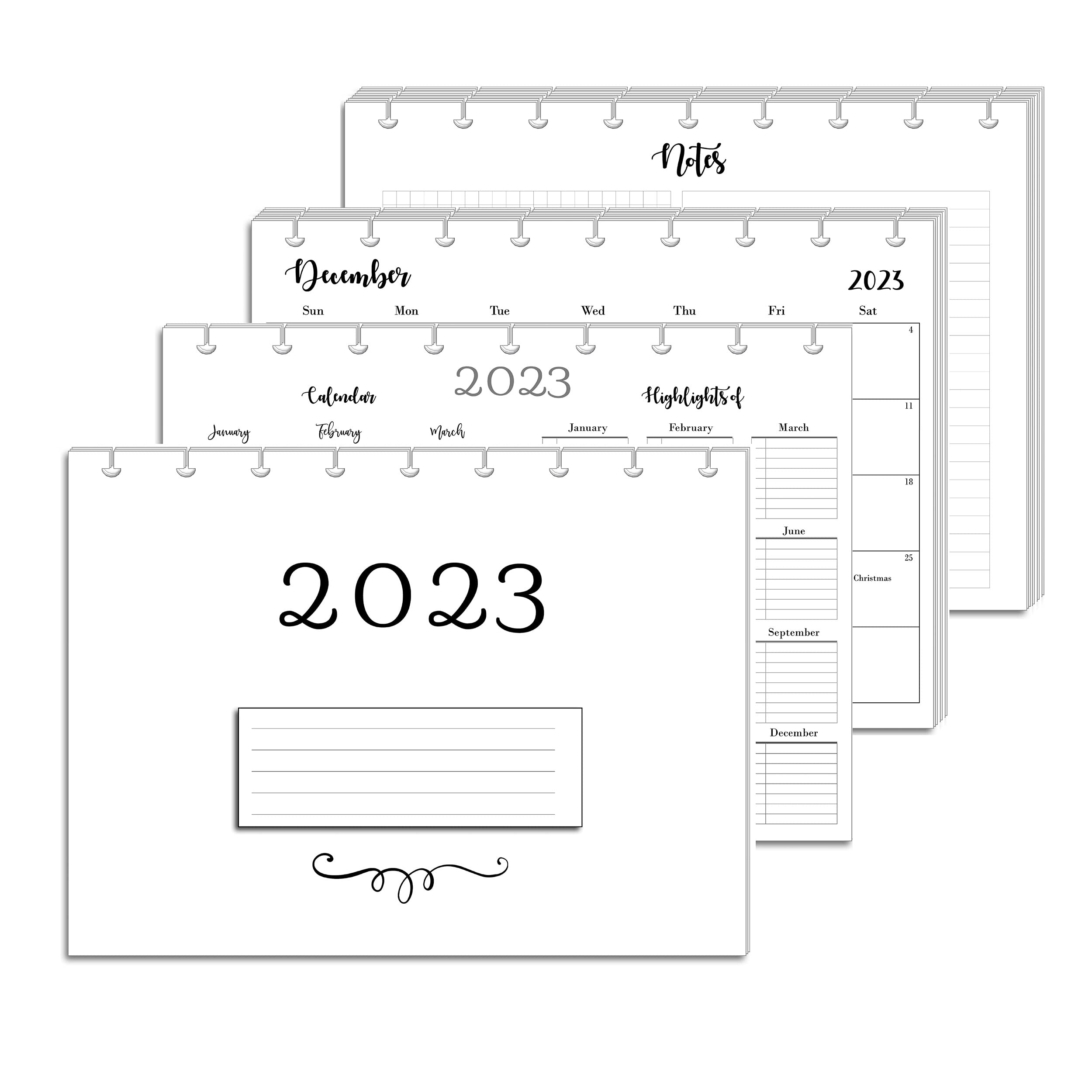 2024-2025 Monthly Planner Refills for 9-Disc Medium Planners (7x9.25 Inches) - Perfect for Home Office, School & Work Organization (Planner Sold Separately)