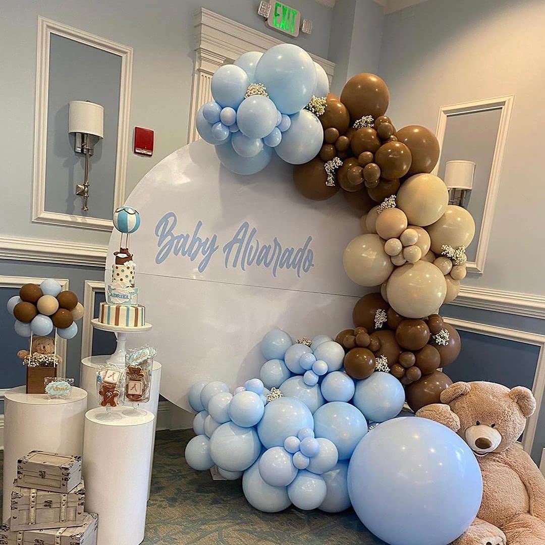 Blue & Brown Coffee Themed Baby Shower Balloon Garland Arch Kit - Gender Reveal, Jungle Teddy Bear Party Decorations for Boys & Girls | Perfect for Baby Showers, Birthday Parties & Gender Reveal Events