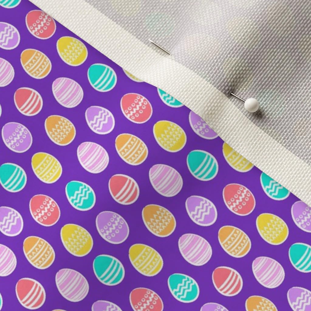 Micro Scale Easter Eggs Purple Cute Bunny Printed Velvet Fabric by The Yard - Upholstery, Home Decor & Apparel Material - Perfect for DIY Projects, Curtains, Pillows and Clothing