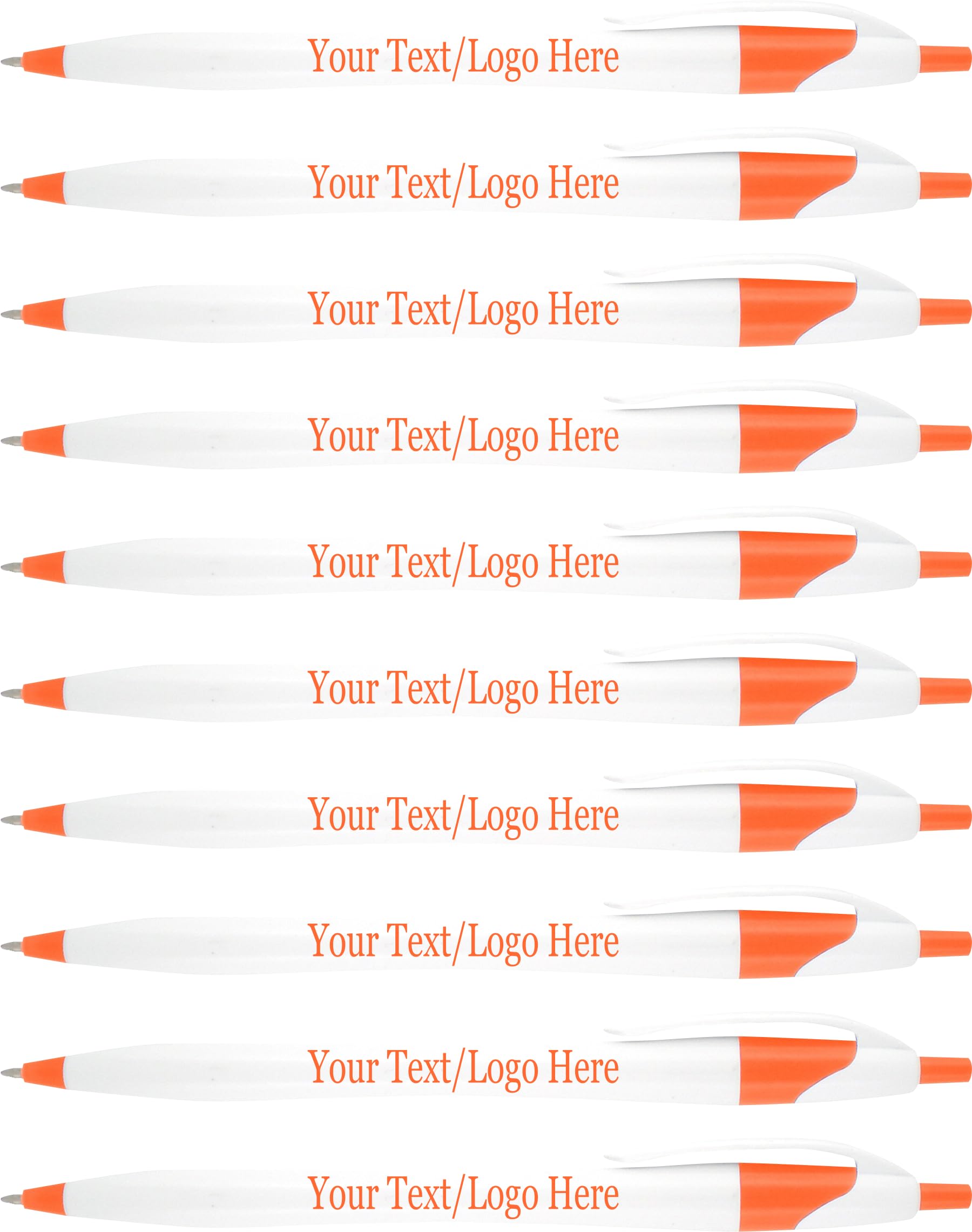 Custom Printed Slim Ballpoint Click Pens with Your Logo or Text - 500 Pack Bulk for Businesses, Events & Promotions - Orange Trim, Black Ink - Perfect for Corporate Gifts, Trade Shows & Branding