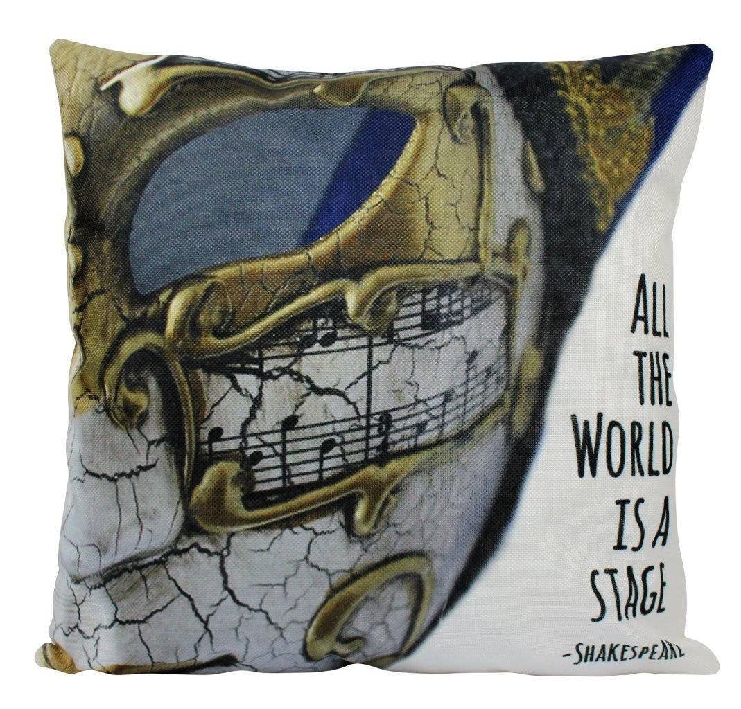 Shakespeare Quotes Pillow Cover - Theater Room Decor Throw Pillow for Home & Bedroom - All The World's a Stage Actor Gift - Perfect for Drama Lovers, Theater Fans & Literary Decor