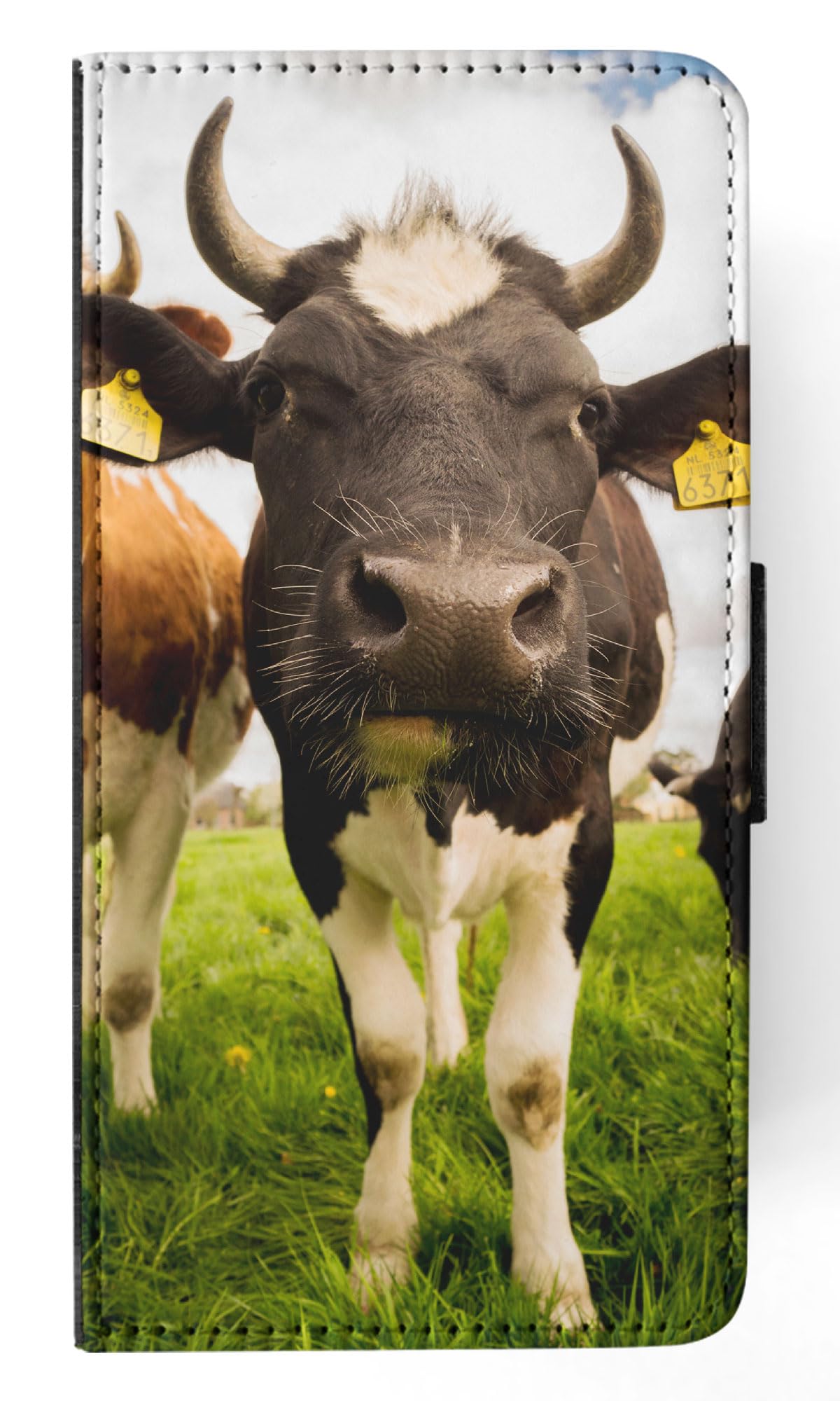 Durable Cow Print Leather Wallet Phone Case for Apple iPhone 15 Plus - Farm Animal Design with Card Slots & RFID Protection (Perfect for Farmers, Ranchers & Country Lifestyle)