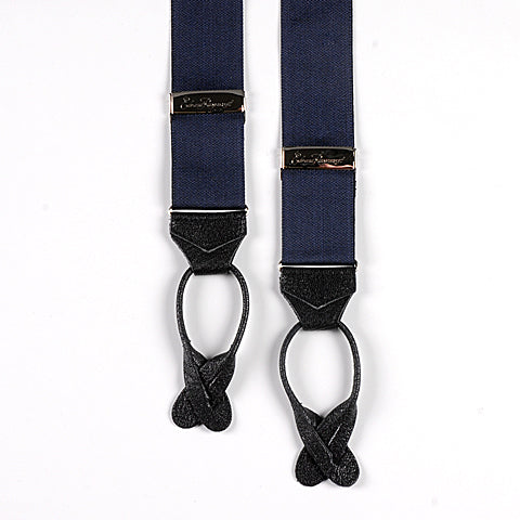 Premium Navy Barathea Braces - Adjustable Suspenders for Men | Formal & Vintage Style | Perfect for Weddings, Business Attire & Cosplay