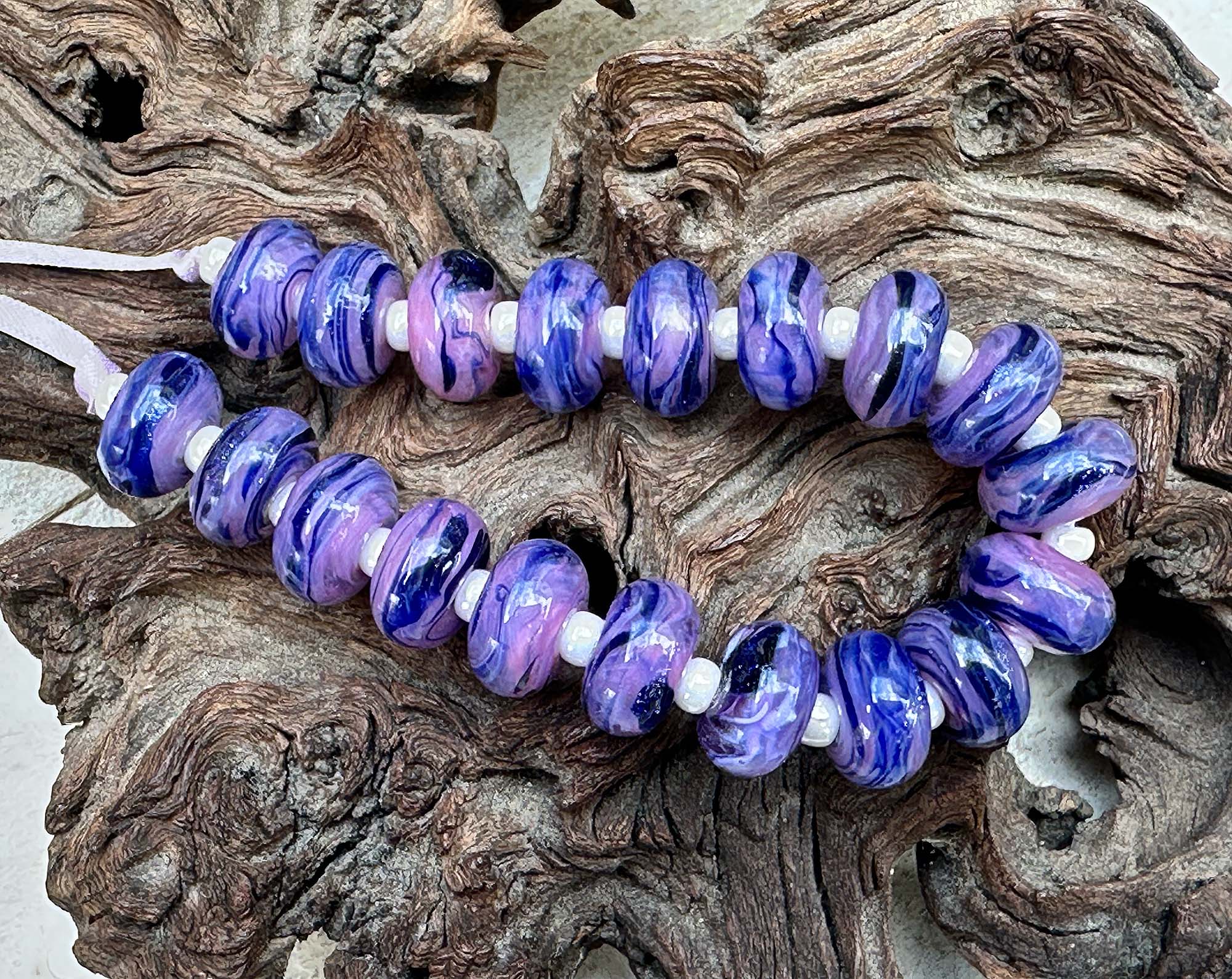 Handmade MTO Pink Blue Goldstone Lampwork Glass Beads for Jewelry Making, DIY Crafts, Bracelets & Necklaces - Perfect for Gifts & Home Decor