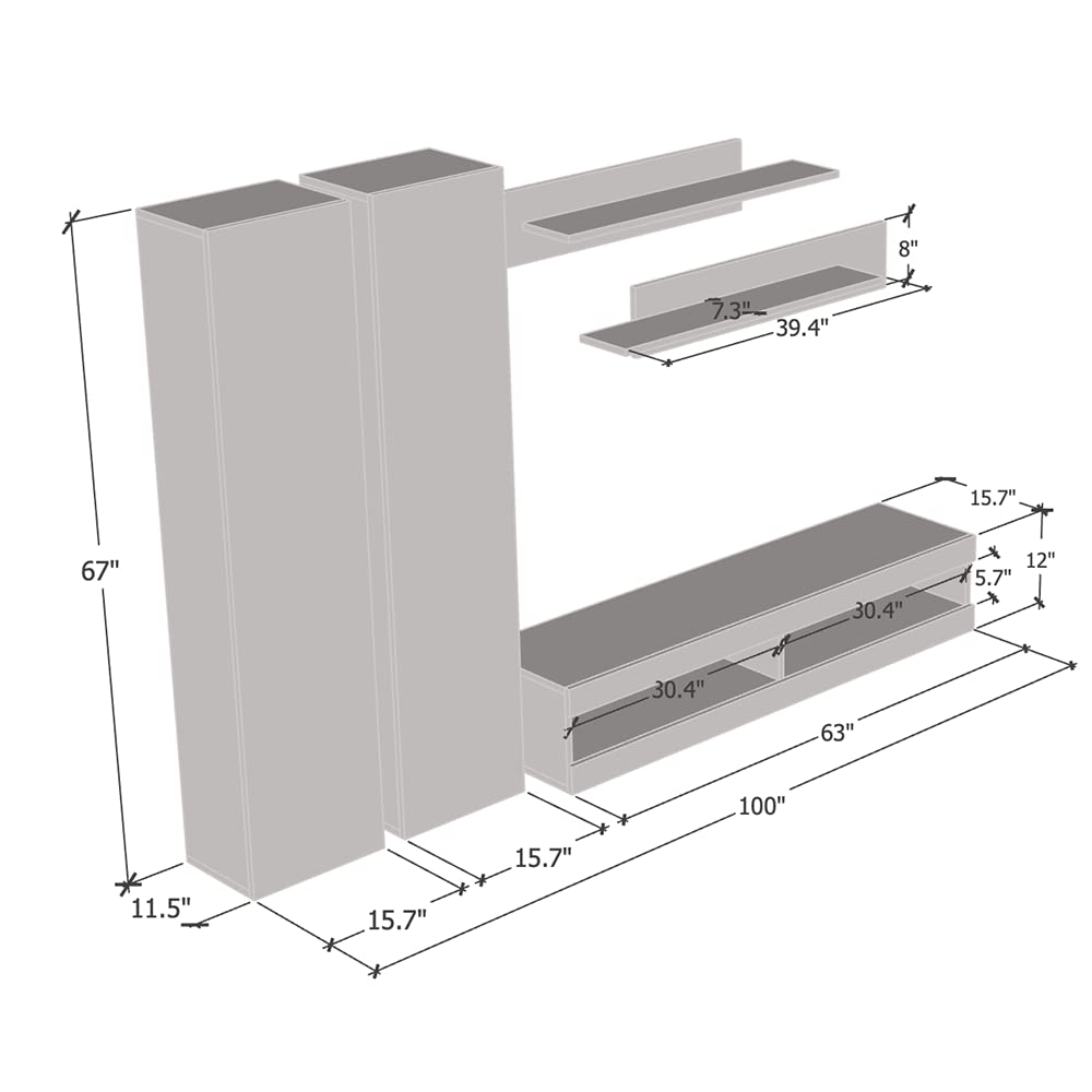 Modern Floating TV Stand with Storage & LED Lights - Wall-Mounted Entertainment Center Console for Bedroom & Living Room - White TV Cabinet with Shelves for Home Theater Setup - Perfect for Small Spaces & Apartment Living