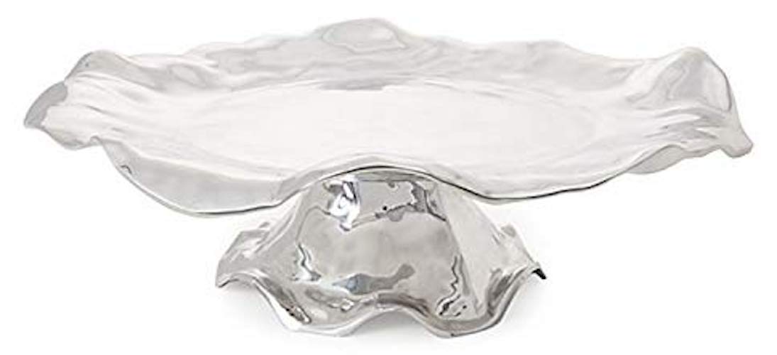 Beatriz Ball PEDESTAL Vento Lola Round Serving Platter - Elegant Glass Appetizer Tray for Parties, Weddings & Entertaining