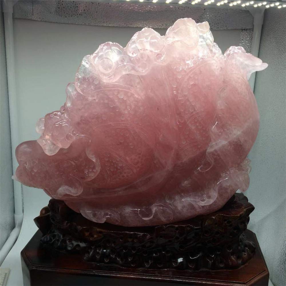 Rose Quartz Crystal Carving - Feng Shui Decor, Healing Stone for Home & Office, Perfect for Meditation & Positive Energy