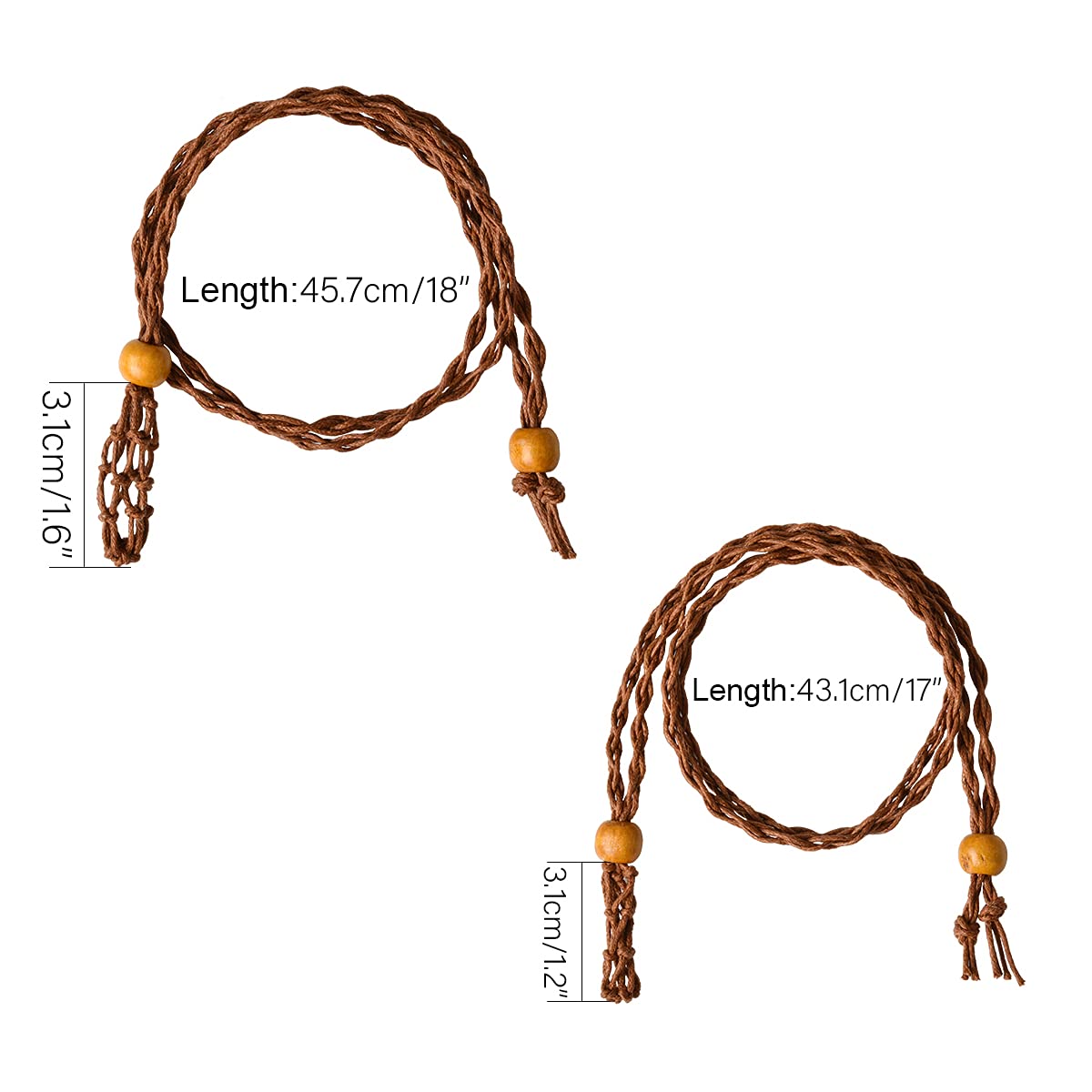 2-Pack Adjustable DIY Necklace Cord with Empty Stone Holder - Handmade Crystal Pendant Holder for Hemp Rope Jewelry Making - Perfect for Boho, Hippie & Handcrafted Jewelry Designs