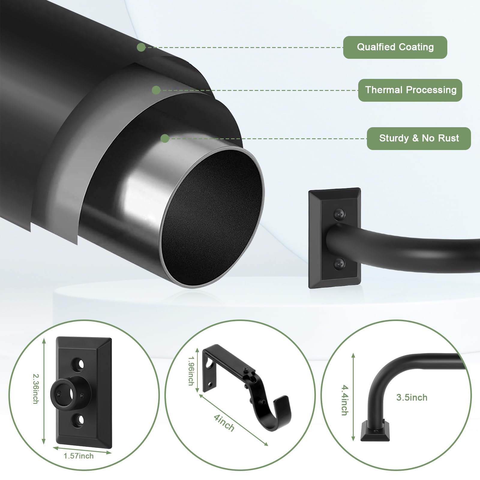Blackout Adjustable Wrap Around Curtain Rod 66-120 Inch - Heavy Duty French Curved Metal Drapery Rod for Bedroom & Kitchen - Matte Black Finish, Easy Installation | Perfect for Room Darkening & Light Blocking in Living Rooms, Nurseries & Home Theaters